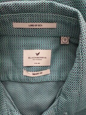Men's Blackberrys Smart Fit Teal Patterned Dress Shirt